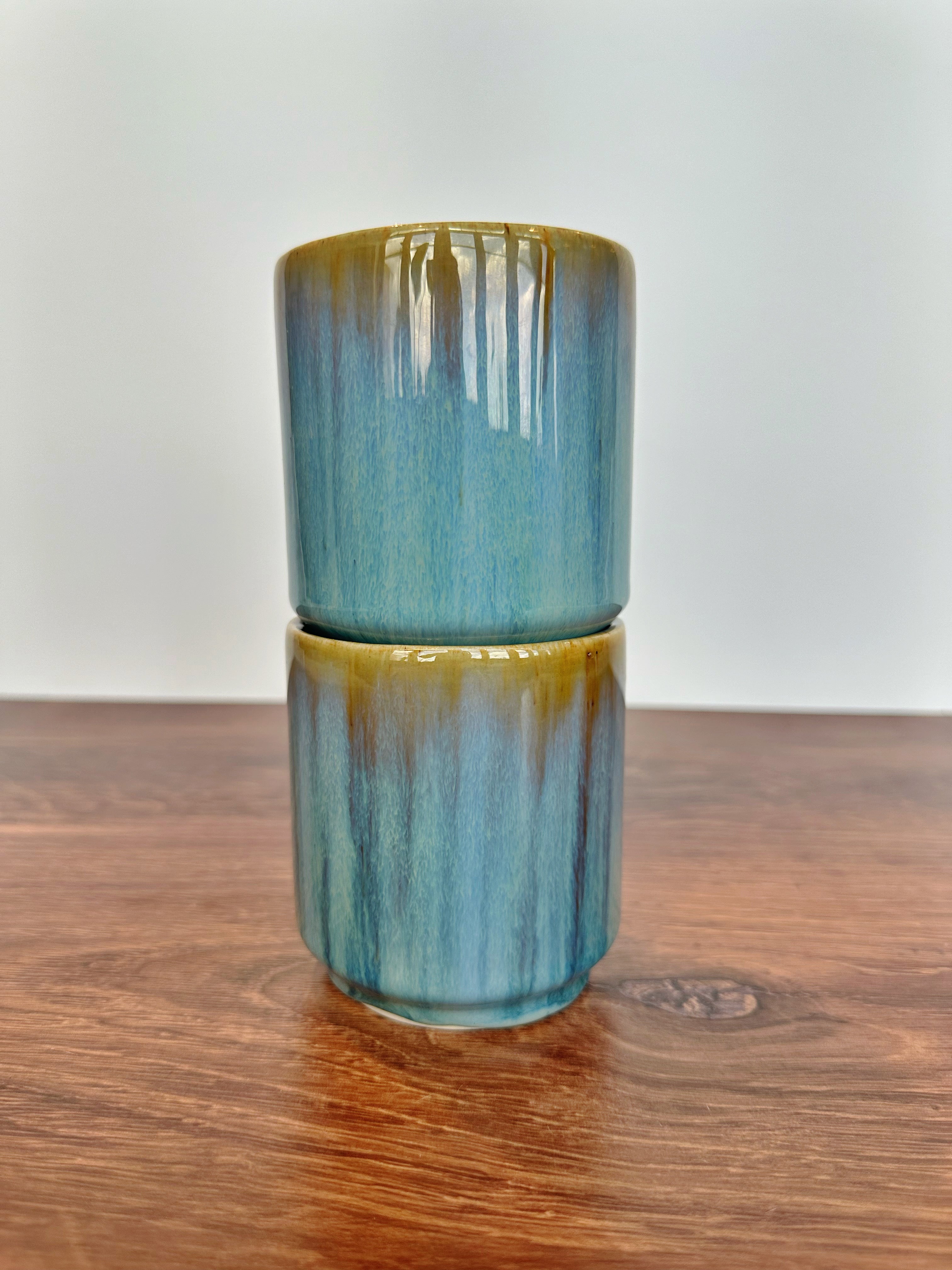 Blue Amber Beveled Tumblers (set of 2)