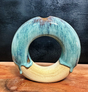 Blue Amber Donut Vase