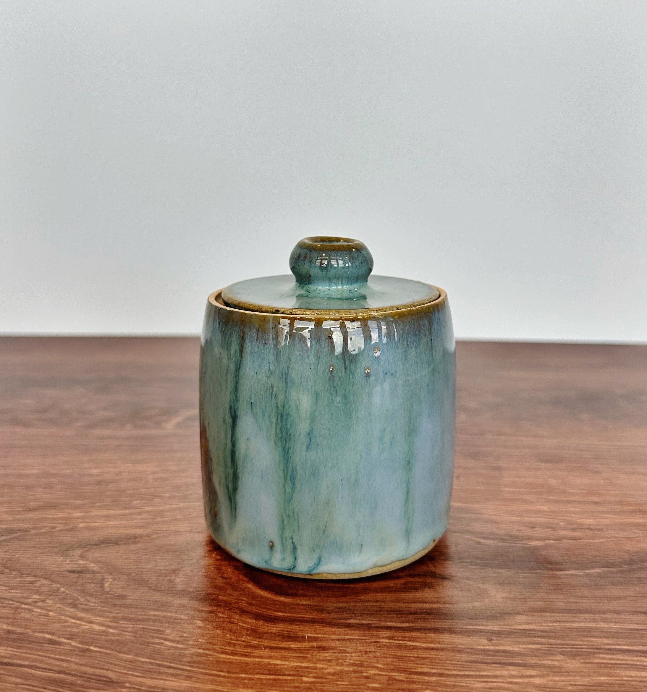 Blue Amber Small Lidded Jar