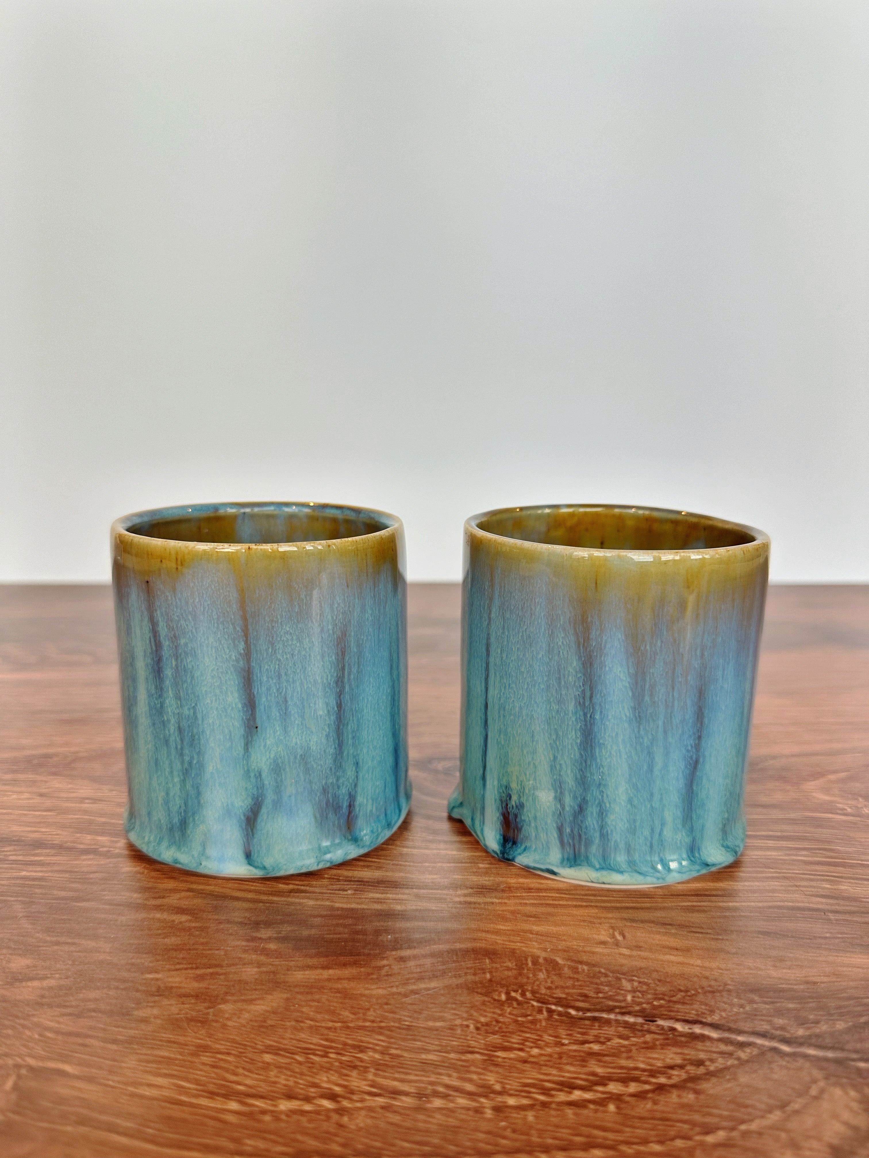 Blue Amber Square Tumblers (set of 2)