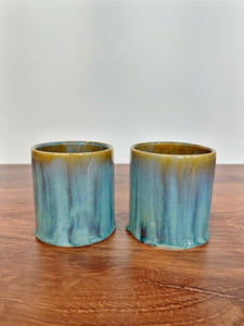 Blue Amber Square Tumblers (set of 2)