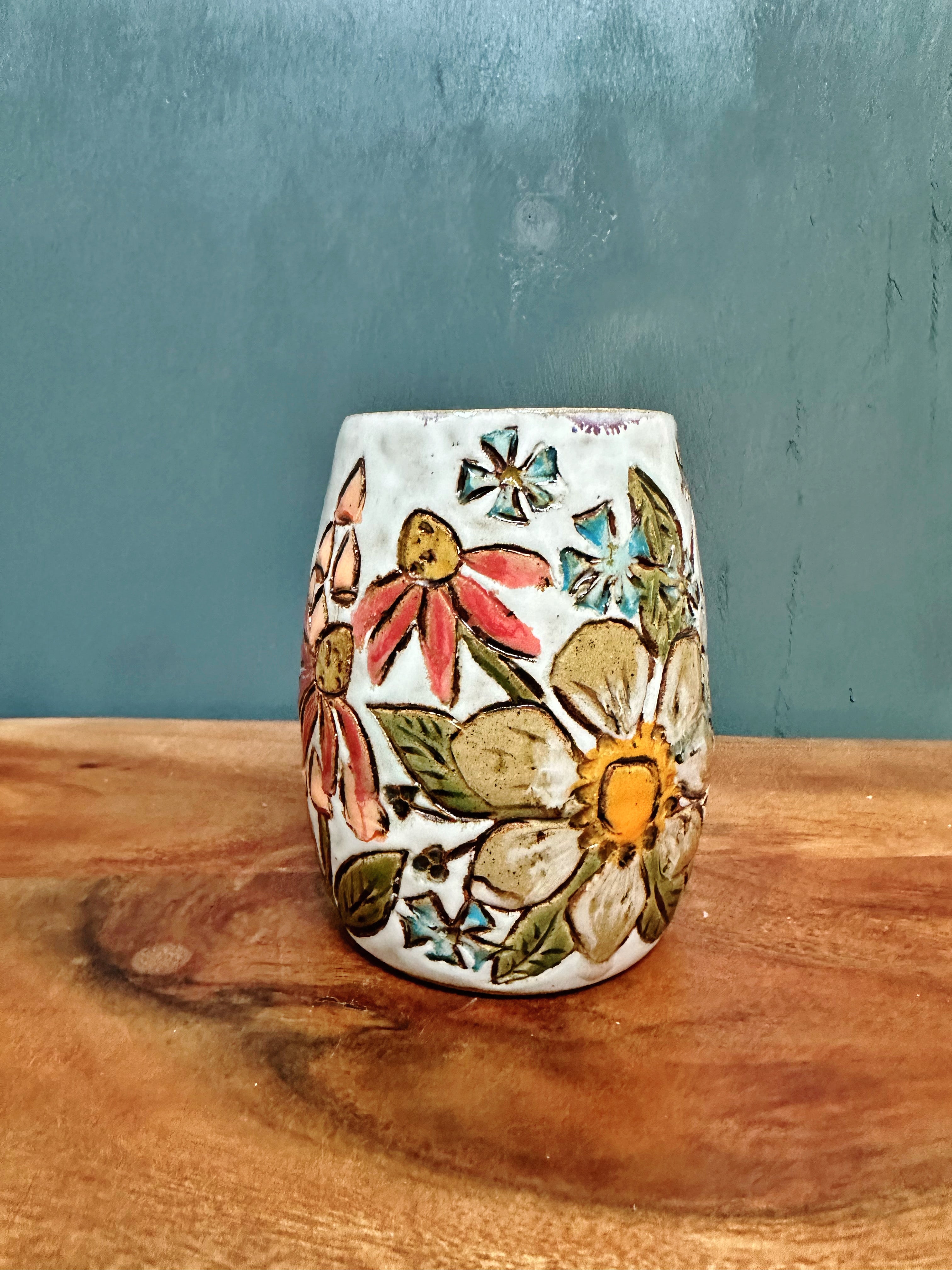 Carved Floral Mug #1