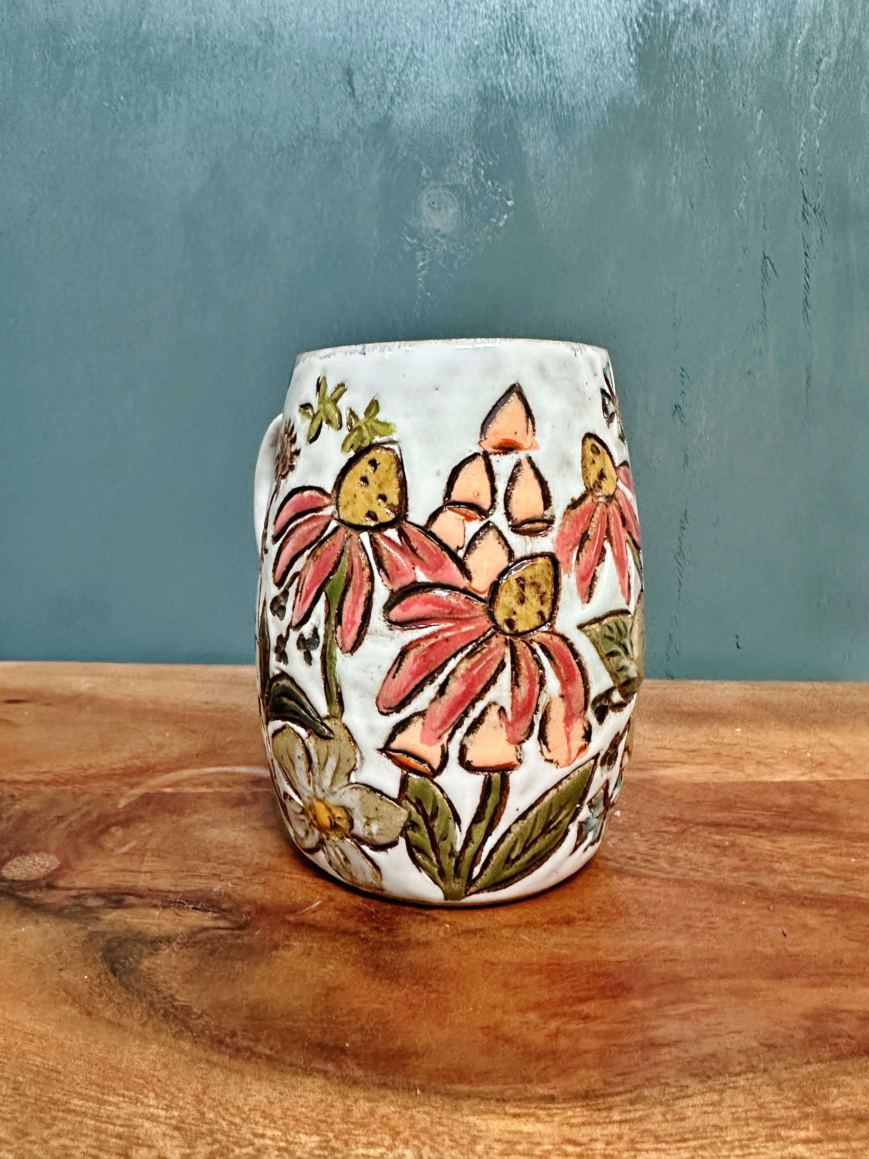 Carved Floral Mug #1