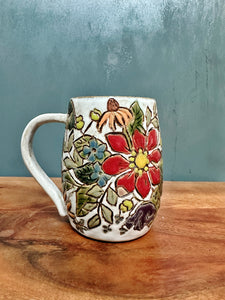 Carved Floral Mug #2