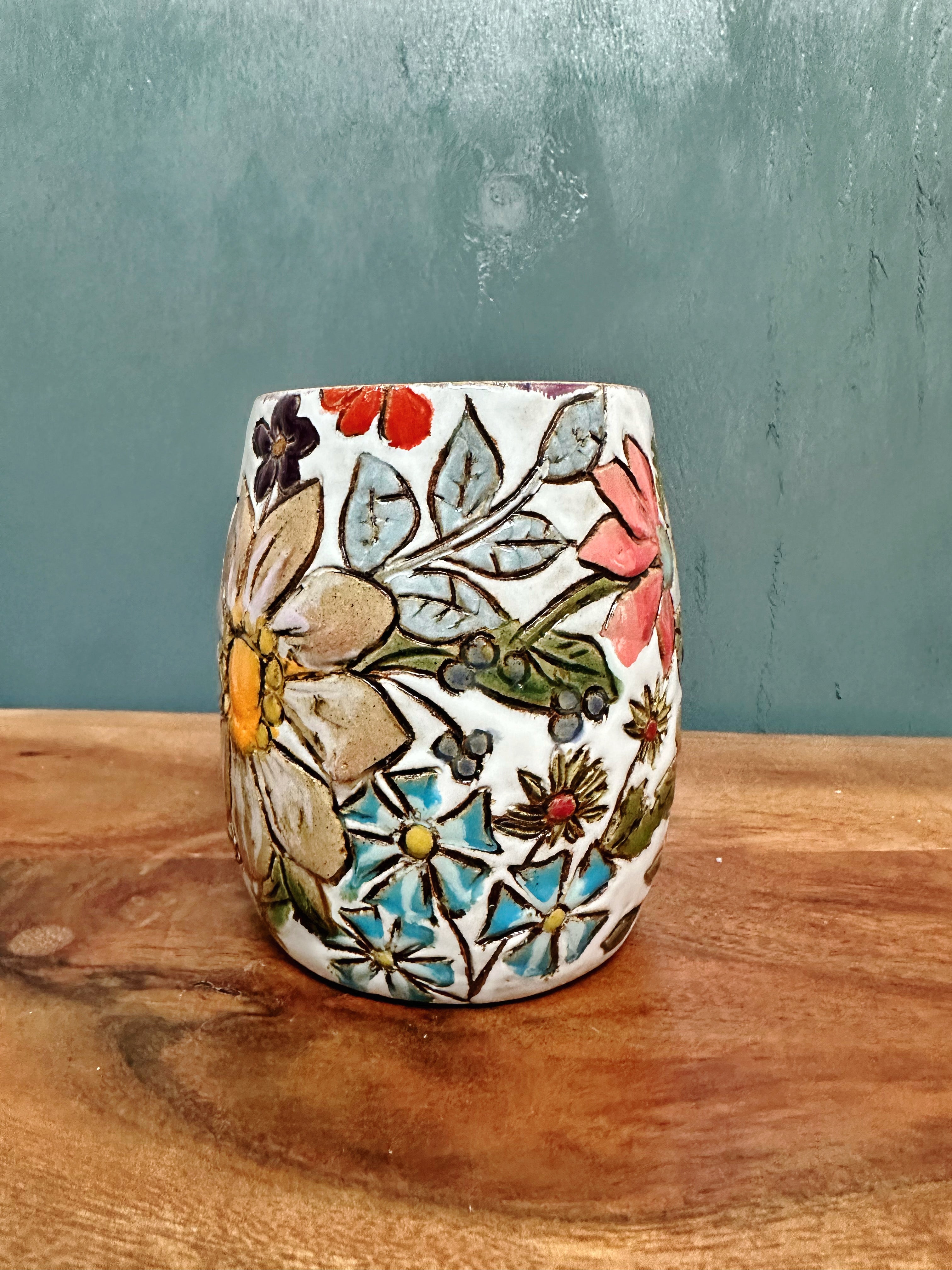 Carved Floral Mug #4