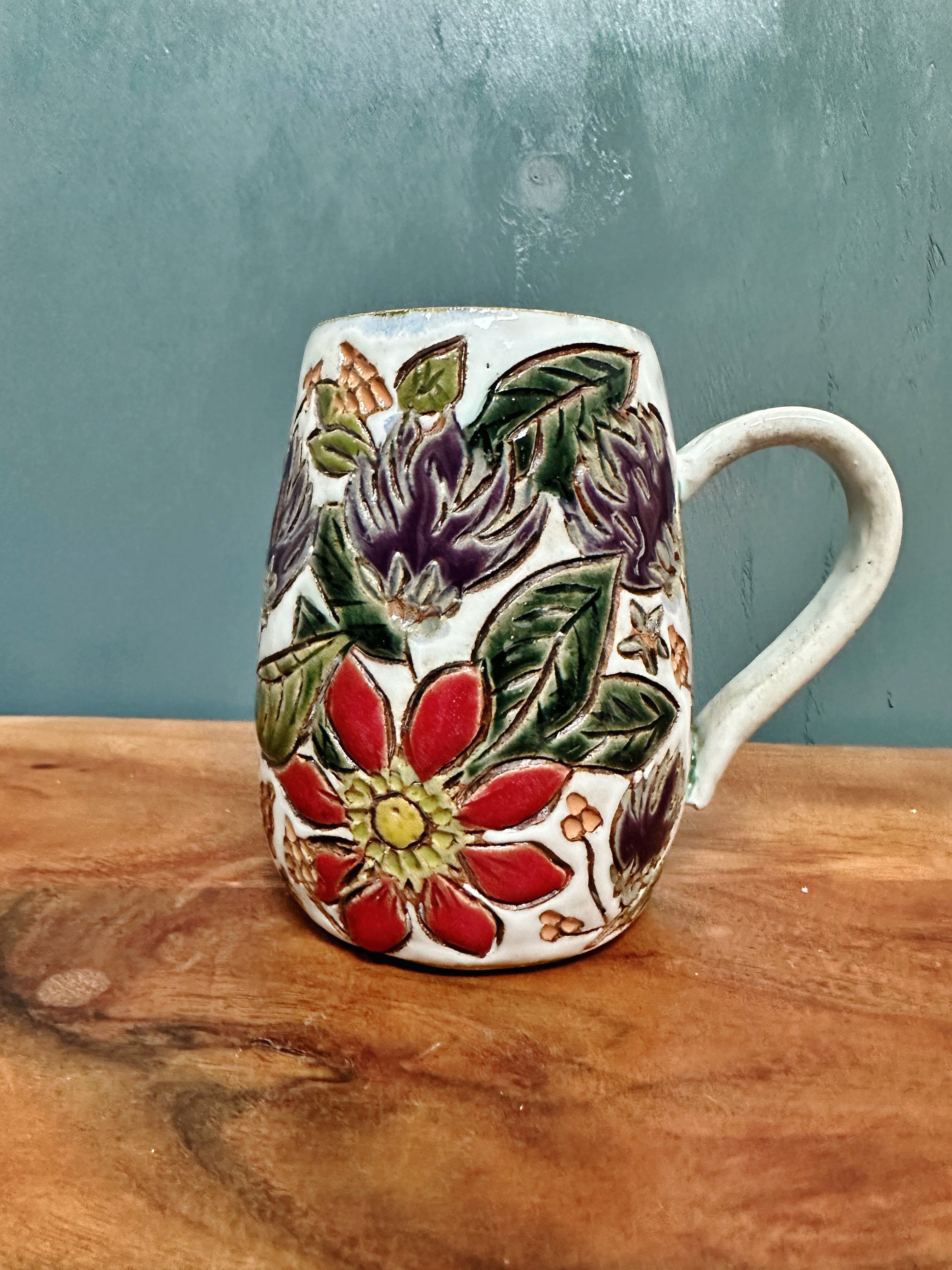 Carved Floral Mug #5