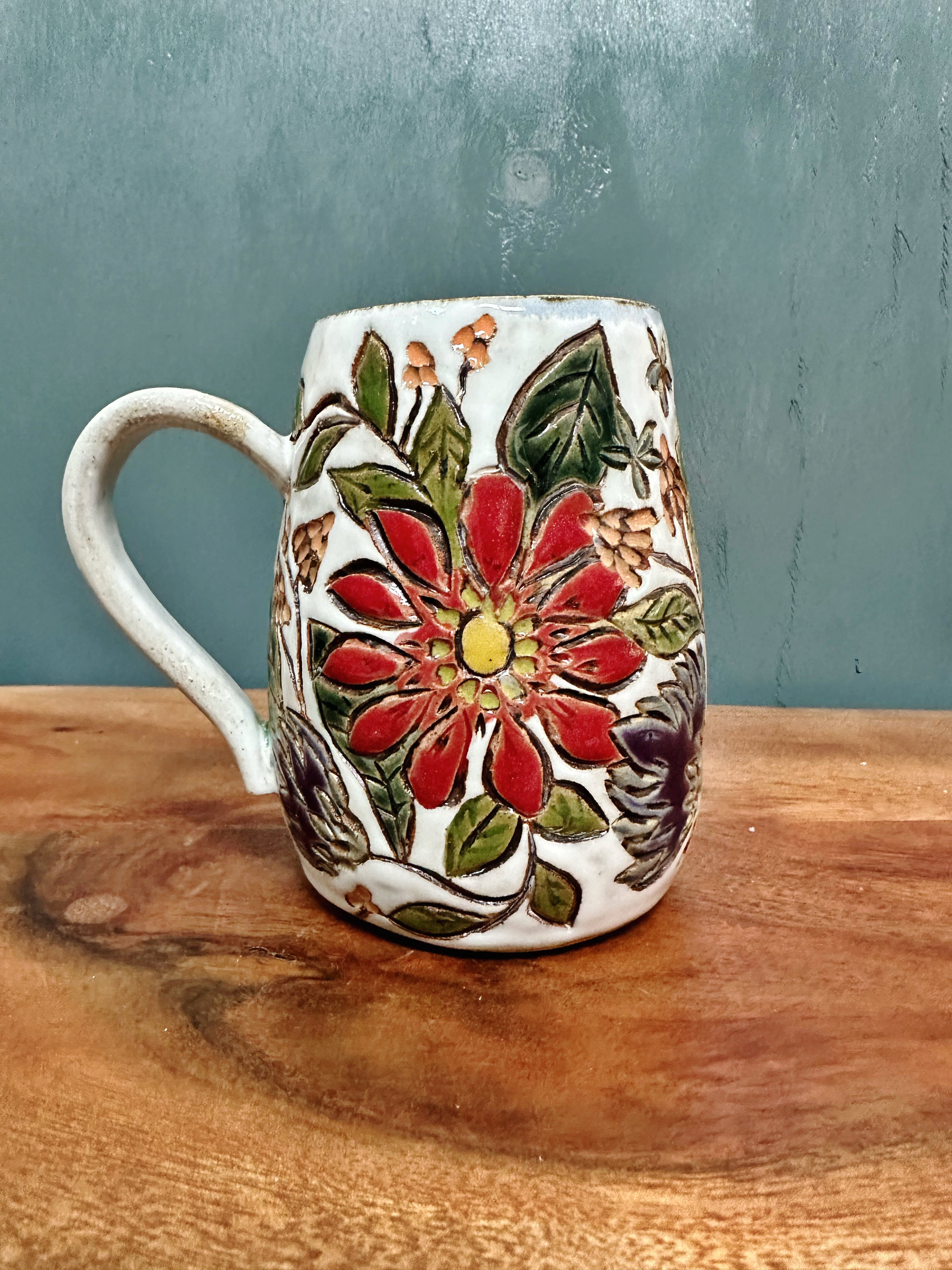 Carved Floral Mug #5