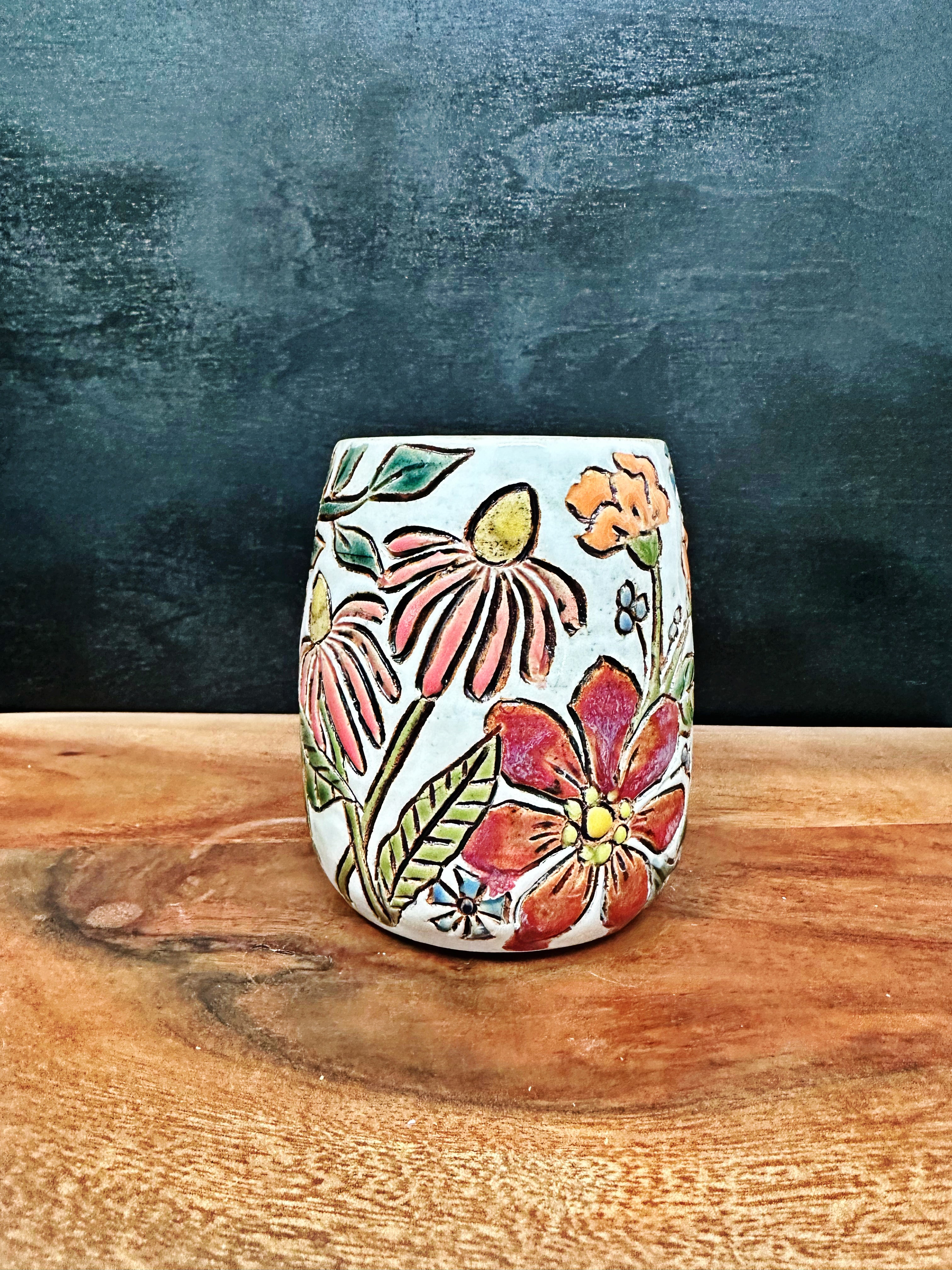 Carved Floral Mug #8