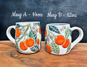 Carved Orange Mug (white clay)