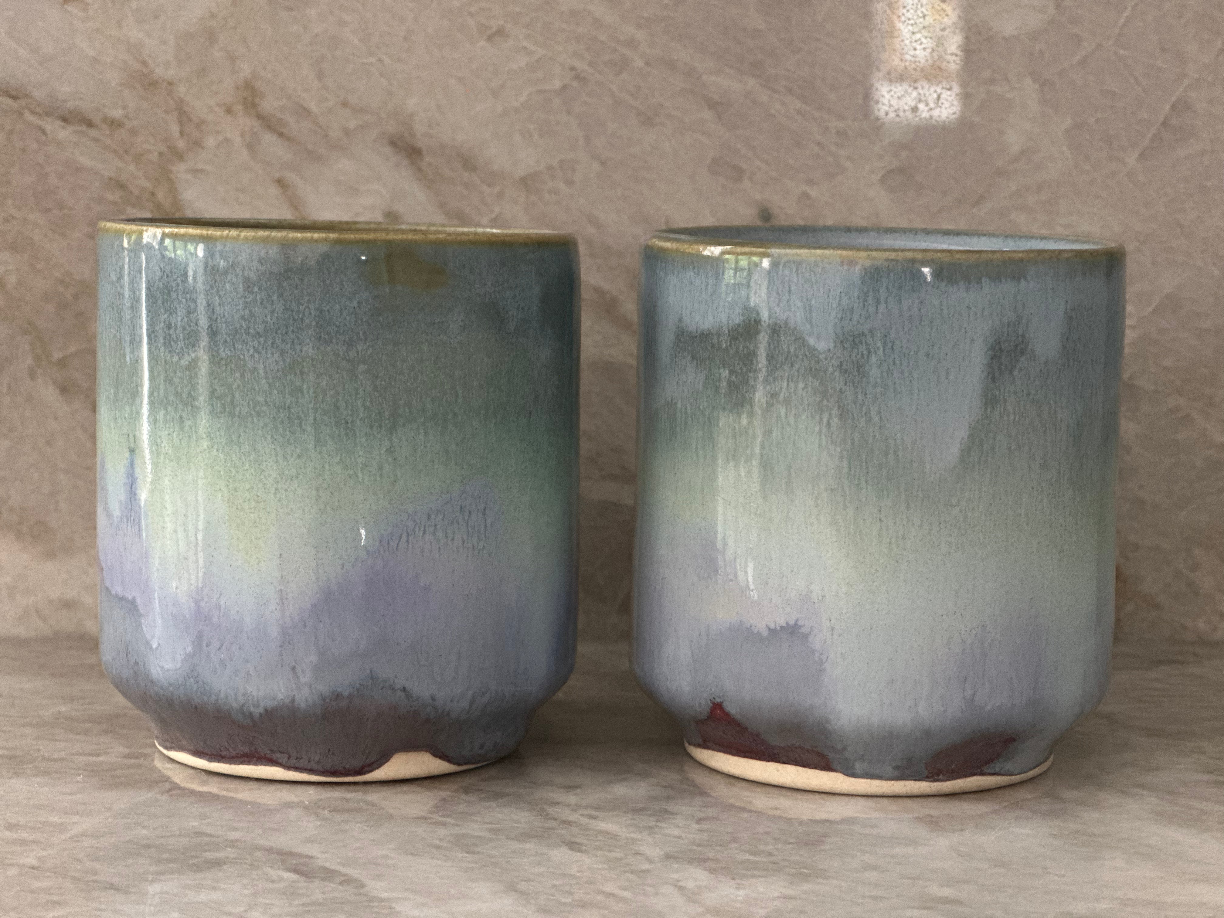 Ocean Waves Beveled Tumblers (set of 2)