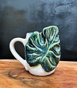 Monstera Leaf Mug #1 (white clay)