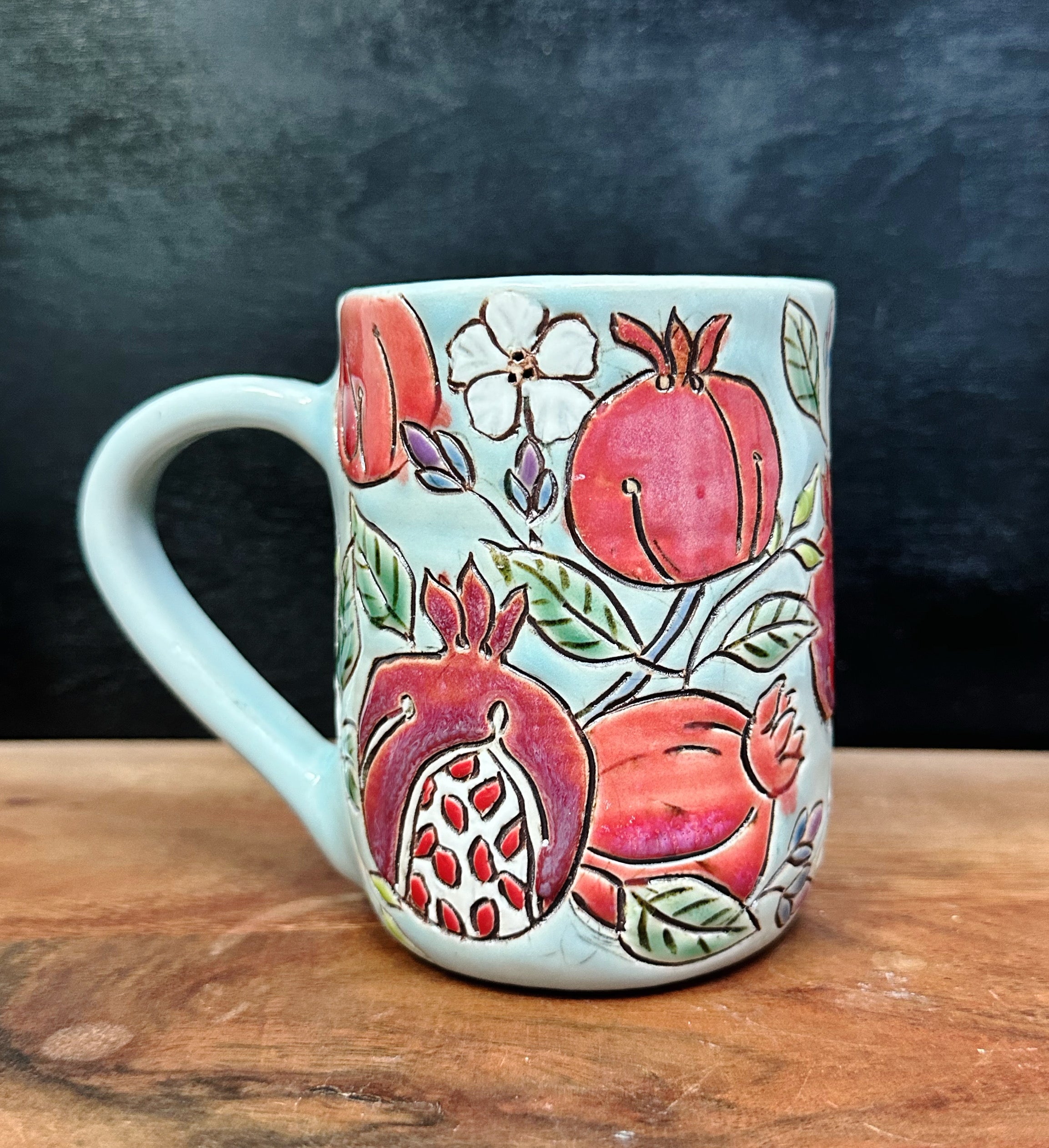 Pomegranate Mug (white clay)