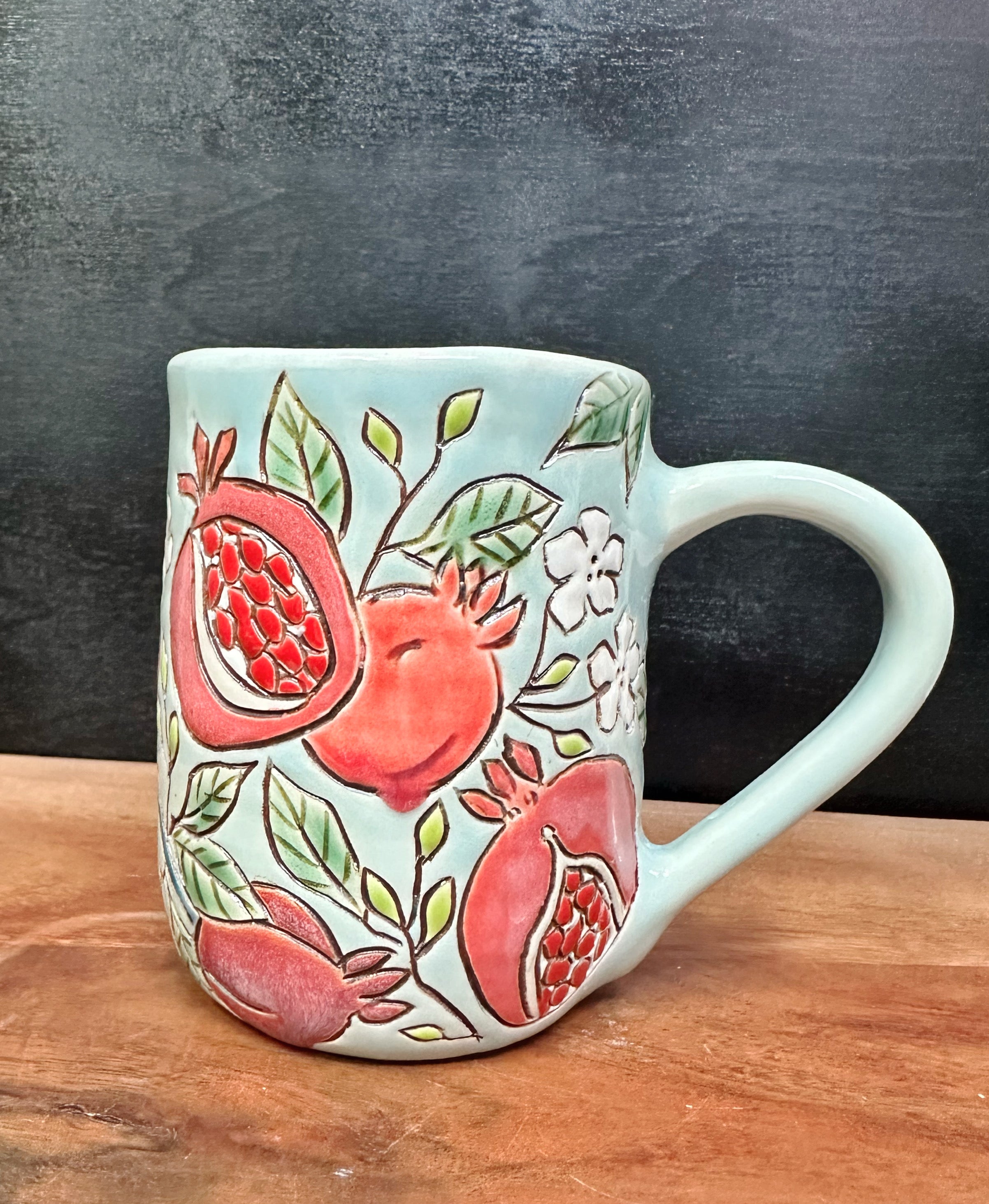 Pomegranate Mug (white clay)