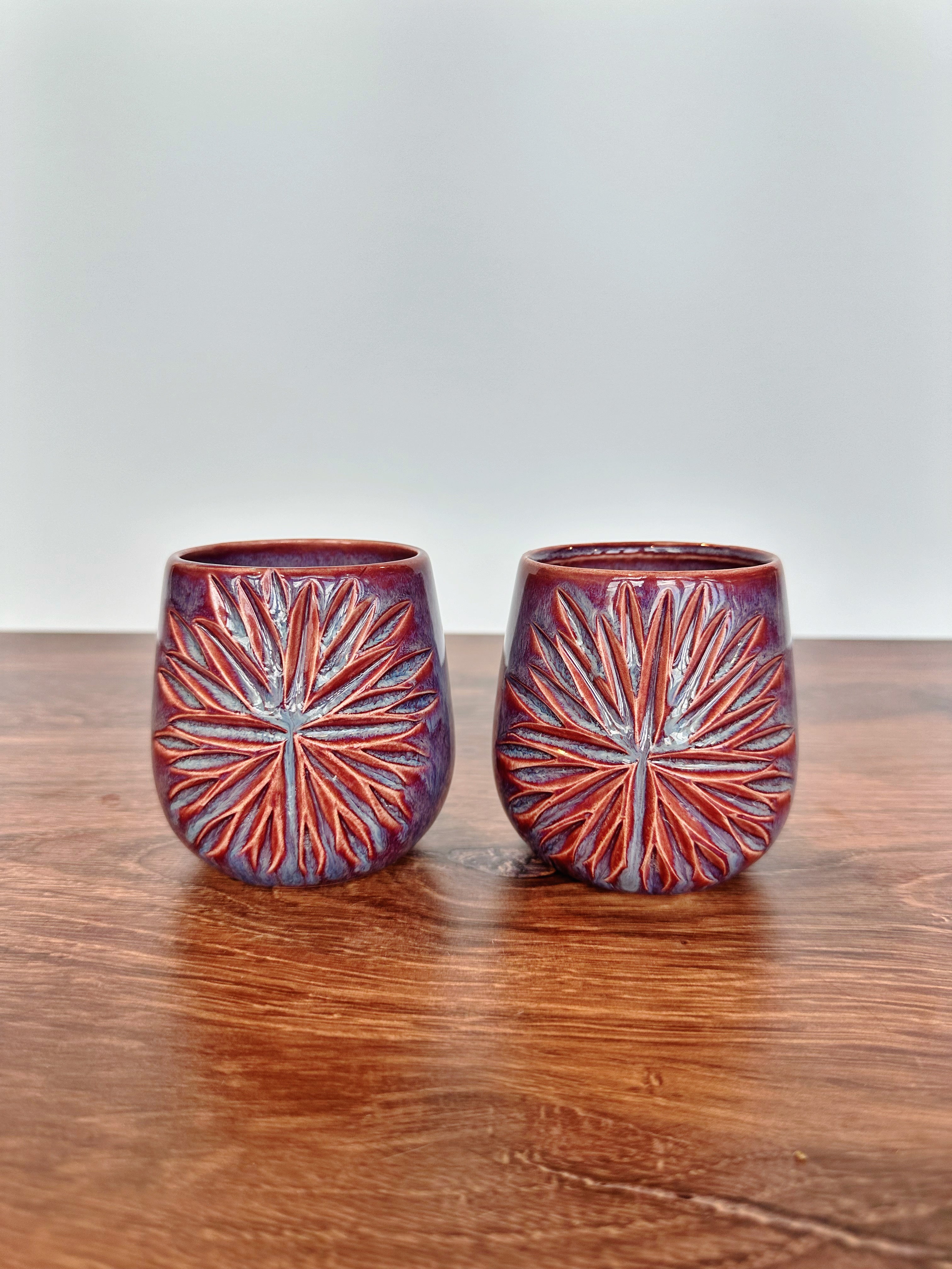 Purple Mist Carved Star Tumblers (set of 2)