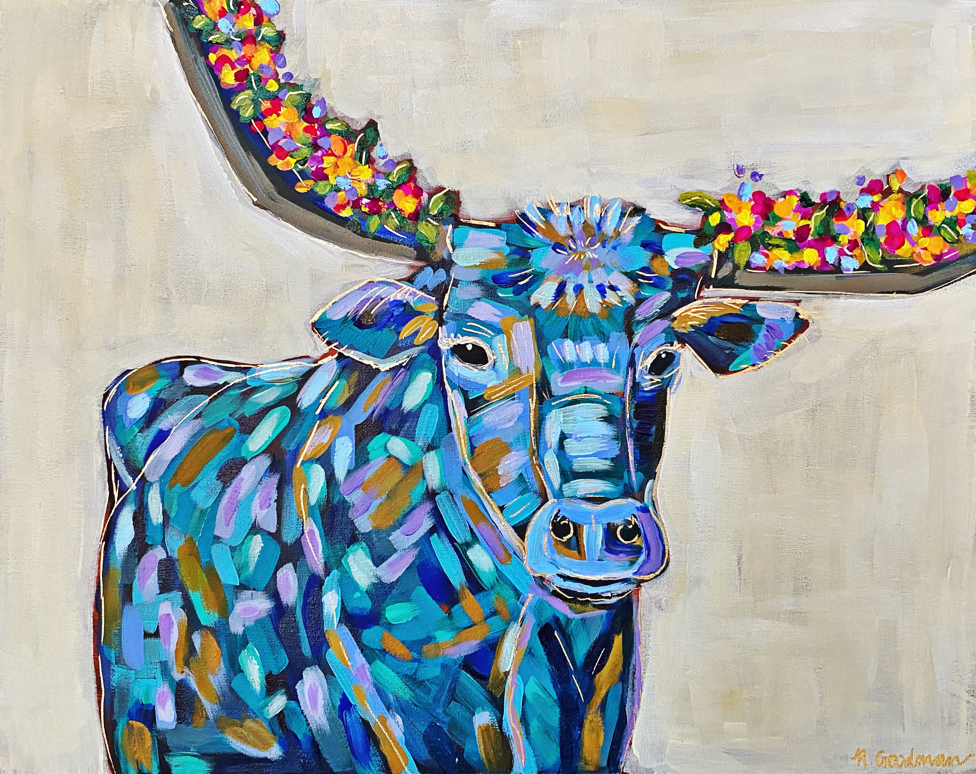 Lorraine the Longhorn - 16x20x.5