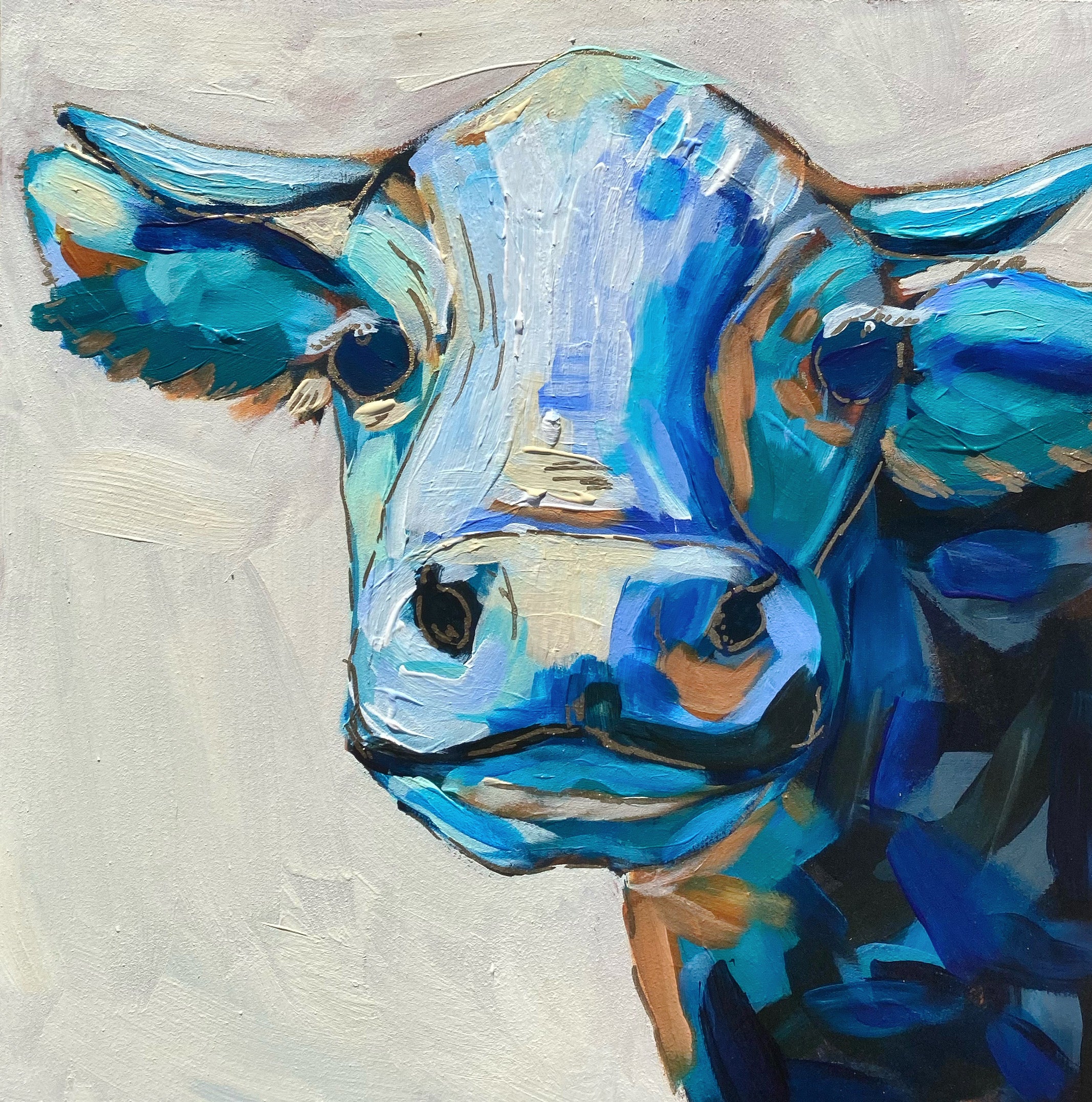 Milly the Moo Cow - 10x10 {cradled wood board}